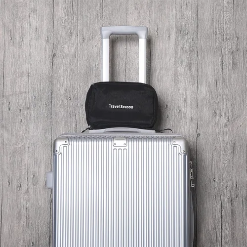 Miniatura 8 de Neceser colgante de lona Estuche de viaje compacto Organizador de cosméticos Kit de higiene de cuidado personal Bolsa de accesorios de baño