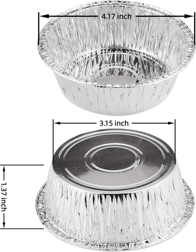 Miniatura 2 de Paquete de 100 moldes redondos de papel de aluminio para tartas de 4 pulgadas, latas desechables de papel de aluminio para hornear, cocinar