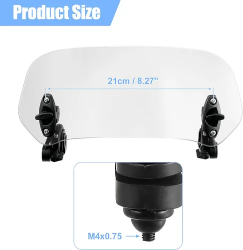 Miniatura 3 de Motoforti Parabrisas de 11.2 in – Deflector de viento con clip ajustable, lente transparente, ajuste universal para la mayoría de motocicletas