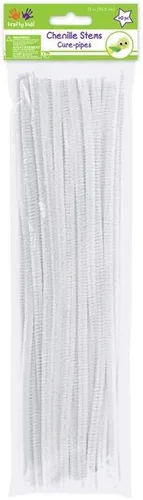 Miniatura 7 de Krafty Kids GC025E, tallos de felpilla de oropel, limpiadores de tuberías con purpurina, 0.236 in por 12 pulgadas, blanco, 1/4 x 12 pulgadas x 35