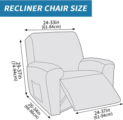 Miniatura 6 de ZNSAYOTX 2026 Funda elástica para sillón reclinable de 3 piezas (61 cm-94 cm) Fundas súper suaves para silla reclinable con bolsillo grande y lazos