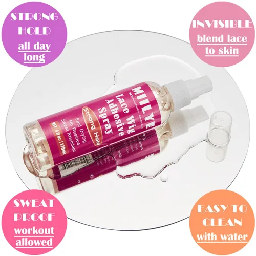 Miniatura 3 de MIILYE Juego de spray de pegamento para peluca para encaje frontal Pegamento blanco y removedor con banda de fusión Kit de encaje