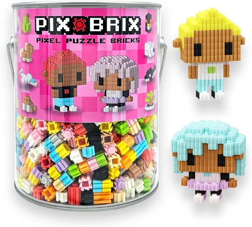 Pix Brix Pixel Art kit Puzzle Bucket - Kit de 1,500 piezas con paleta de luz de 12 colores - Ladrillos de construcción entrelazados patentados para
