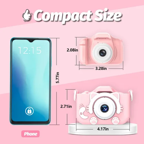 Miniatura 2 de Goopow Juguetes de Cámara para Niños de 3-8 Años para Niñas y Niños, Videocámara Digital para Niños con Cubierta Suave de Dibujos Animados, Mejor