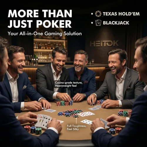 Miniatura 5 de HEITOK Juego de fichas de póquer, 500 fichas de 11.5g de calidad de casino con estuche de aluminio, cartas de juego y botón de distribuidor
