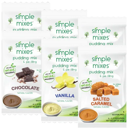 Miniatura 3 de Simple Mixes Mezcla natural de pudín instantáneo y relleno de pastel, variedad, chocolate, vainilla y caramelo salado, sin gluten ni tintes, sin