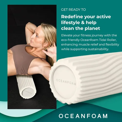 Miniatura 3 de Oceanfoam Tidal Roller - Natural - Rodillo de espuma para masaje muscular para dolor de espalda y estiramientos, textura firme y ergonómica de onda