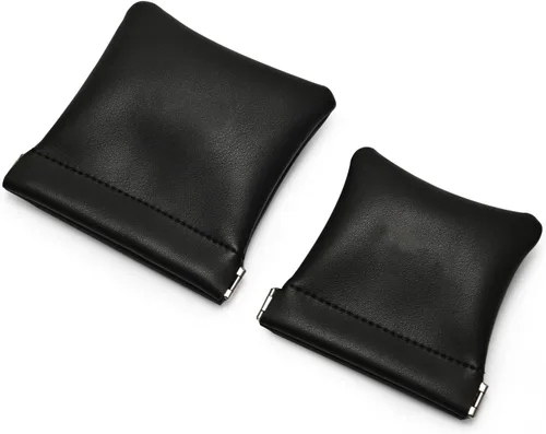 Miniatura 5 de Woodten Bolsa de viaje de piel sintética para joyas, bolsa de joyería de cuero, bolsa de regalo para fiesta de boda (S, negro)