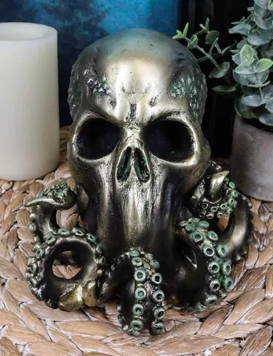 Miniatura 8 de Ebros Ocean Monster Terror Kraken Cthulhu Skull Figurine 6 pulgadas H Mythical Sea Relic Giant Pulpo Tentáculos Wyvern Cráneo Criatura Fantasía