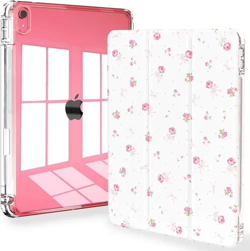 Miniatura 30 de Feams Funda para iPad (A16) 11ª generación de 11 pulgadas 2025, iPad de 10.9 pulgadas 2022, cubierta trasera transparente delgada de tres pliegues