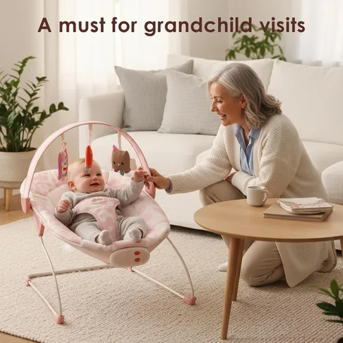 Miniatura 2 de Baby Bouncer – Asiento rebotador para bebé, asiento rebotador para bebés con música y juguetes sensoriales, almohadilla de asiento lavable a
