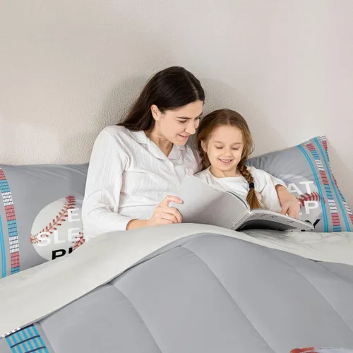 Miniatura 39 de Feelyou Juego de edredón de baloncesto para niñas y niños, juego de ropa de cama con juegos de pelota, decoración de habitación, regalo para amantes