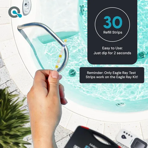 Miniatura 5 de Eagle Ray Kit digital de prueba de agua para piscina y spa por AquaDoc con probador digital de agua y 30 tiras de prueba de piscina y bañera