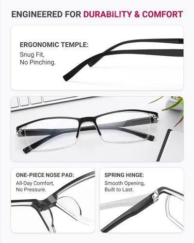 Miniatura 6 de TERAISE Gafas de Lectura Anti-luz Azul de Moda para Hombres y Mujeres Lector de Computadora Negro