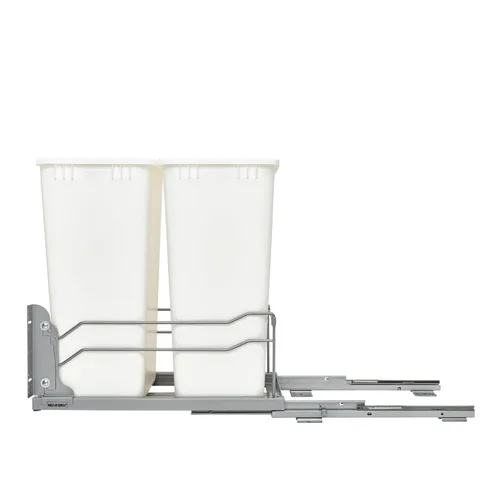 Miniatura 7 de Rev-A-Shelf Botes de basura de doble extracción para armarios de cocina de altura completa 50 cuartos 12.5 galones con rieles de cierre suave, Blanco