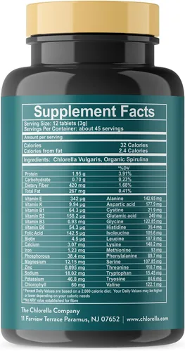 Miniatura 2 de Tabletas fermentadas de clorella y espirulina, 540 tabletas (suministro de 1.5 meses) Pared celular rota para absorción de nutrientes, superalimento