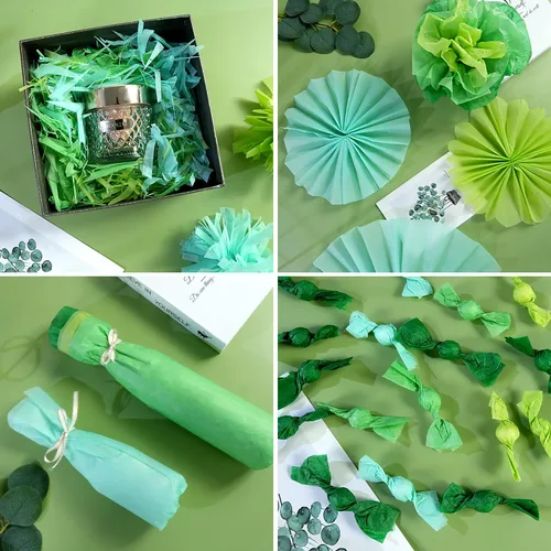 Miniatura 8 de 100 hojas de papel de seda verde a granel para bolsas de regalo, 20 x 14 pulgadas, papel de seda para regalo para el día de San Patricio, Navidad