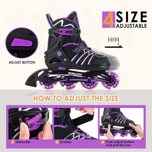 Miniatura 2 de Patines en línea ajustables con ruedas de luz completa, patines iluminadores al aire libre para niños y adultos, niñas y niños, hombres y mujeres