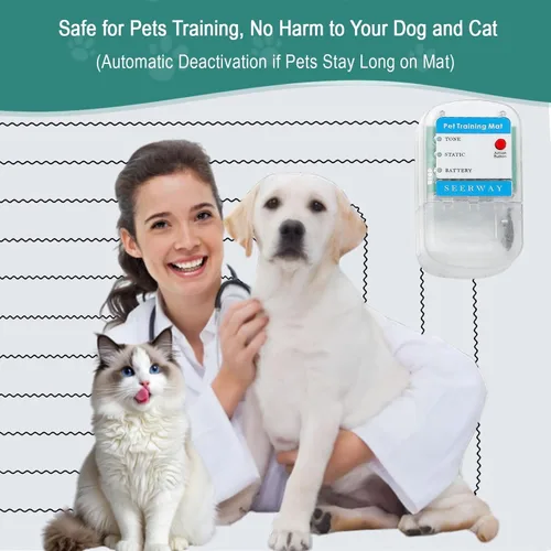 Miniatura 4 de SEERWAY Tapete Repelente para Perros y Gatos, 2 Piezas Tapete de Entrenamiento para Mascotas con 3 Modos Almohadilla de Descarga Eléctrica