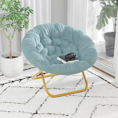 Miniatura 11 de BizChair Silla plegable de gran tamaño, silla de luna de piel sintética negra, marco de metal negro, silla plegable portátil de 38 pulgadas