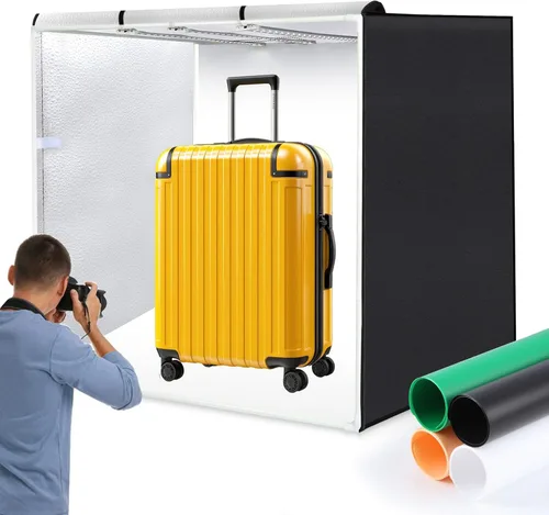 Miniatura 10 de PULUZ - Caja de estudio fotográfico, mini caja de luz plegable, anillo de luz LED, portátil, estudio fotográfico, fotografía, tienda de campaña, kit