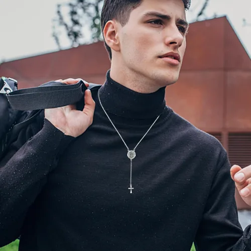 Miniatura 604 de Collar con colgante de plata de ley 925 con medalla de San Patrón, joyería religiosa para hombres y mujeres, con cadena de acero inoxidable 316L