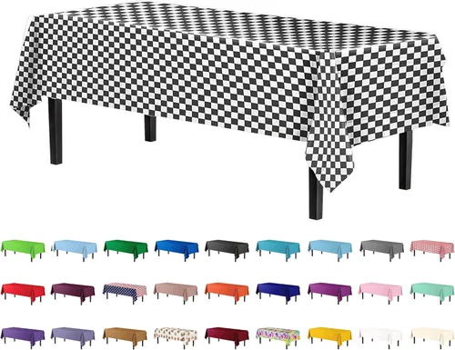 Miniatura 45 de Party Solids Paquete de 4 manteles de plástico color azul aguamarina, 54 x 108 pulgadas, mantel desechable para fiestas y pícnics