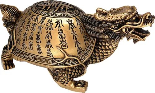 Miniatura 3 de Estatua de tortuga de dragón de Feng Shui Longevity para decoración de oficina en casa - 5 pulgadas de largo