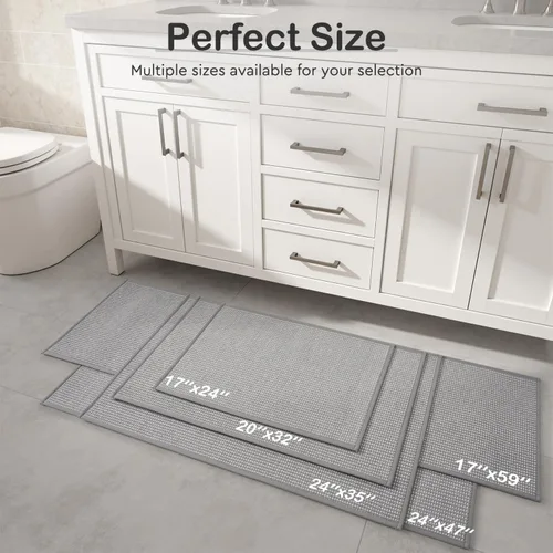 Miniatura 7 de MontVoo Tapete de baño de felpilla absorbente, de secado rápido, con parte trasera de goma, antideslizante, lavable, ultra delgado, para debajo