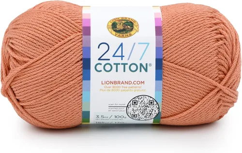 Miniatura 128 de Lion Brand Yarn, Hilo ligero mercerizado de algodón 24/7 para tejer, ganchillo y manualidades, Almirante, 1 paquete, 185 yardas de fibra natural
