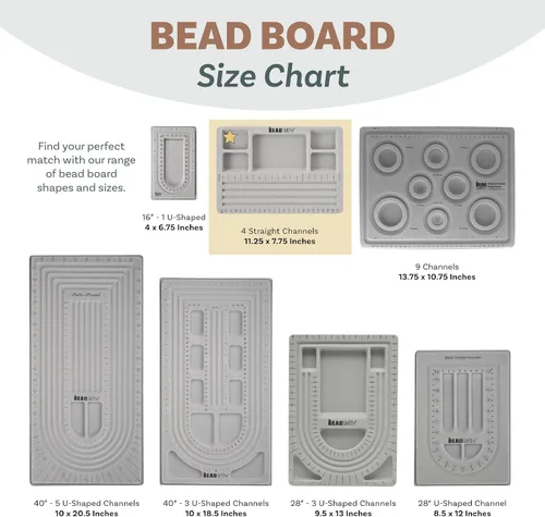 Miniatura 6 de The Beadsmith Mini tablero de cuentas, gris flocado, 4 canales rectos, 5 compartimentos empotrados, 7.75 x 11.25 pulgadas, tableros de diseño