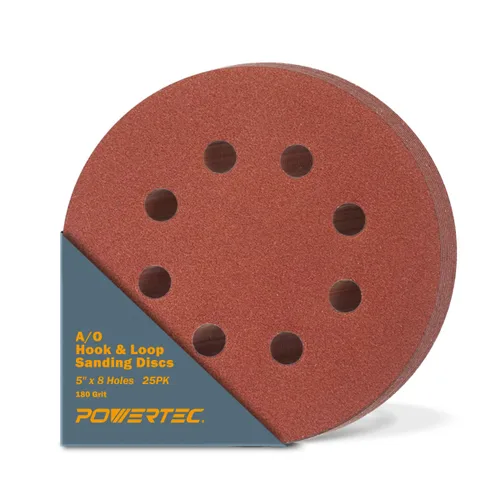 Miniatura 19 de POWERTEC 25PK, 40 Granos, Discos de Lijado de 5 Pulgadas - Gancho y Bucle, Discos de Lijado de Óxido de Aluminio de 5 Pulgadas de 8 Agujeros