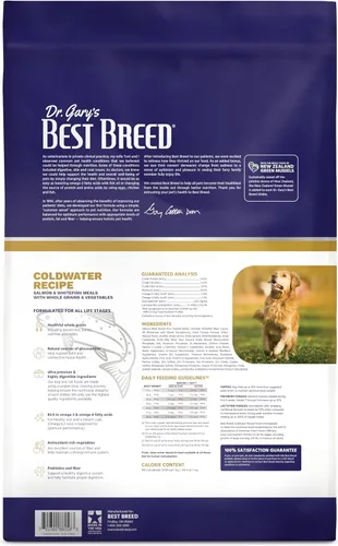 Miniatura 2 de Dr. Gary's Best Breed Coldwater Recipe - Comida seca para perros con salmón y pescado blanco, formulada por veterinarios, hipoalergénica para piel