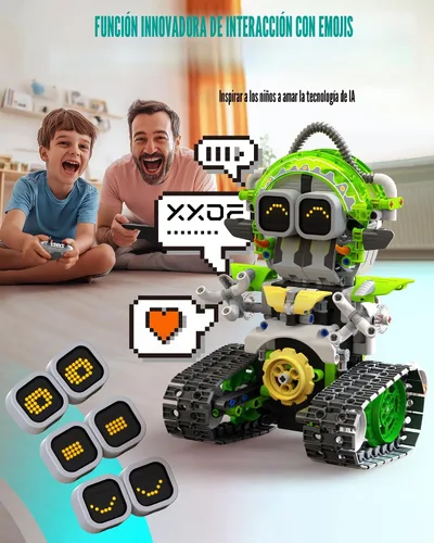 Miniatura 3 de Opmind Juego de construcción de juguetes de robot STEM AI 5 en 1, 478 piezas de bloques erectores de ingeniería con aplicación y control remoto