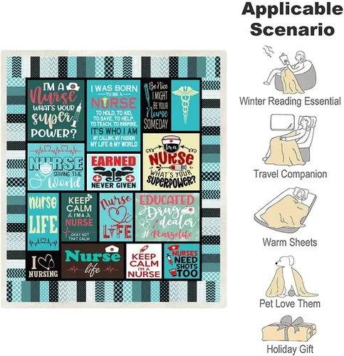 Miniatura 5 de Regalos de Enfermera Mantas Suaves y Cálidas para Mujeres, Regalos para Enfermeras, Regalos de la Semana de Enfermeras, Mantas Cálidas y Suaves de H2