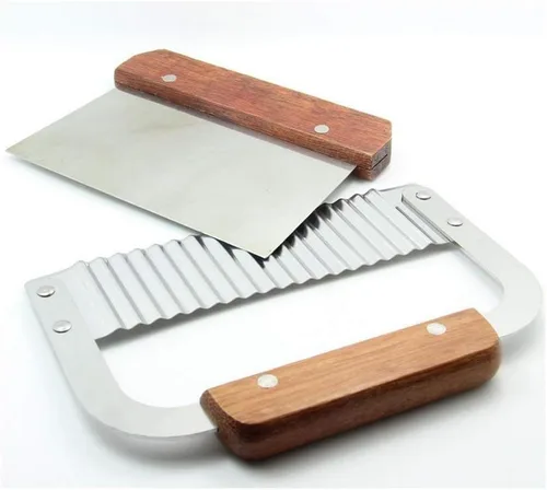 Paquete de 2 moldes de jabón de acero inoxidable ondulado y recto, cortador de jabón, adornar patatas y verduras, herramienta de corte Wavy& Straight