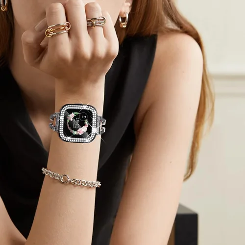 Miniatura 7 de Fullife Paquete de 10 Parachoques de TPU para Fitbit Versa 2, Fundas de Cristal con Diamantes Brillantes HD, Funda Protectora Completa, Resistente a