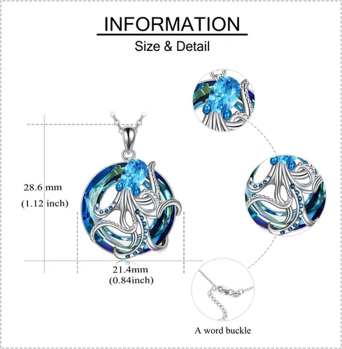 Miniatura 4 de YFN Ocean Jewelry - Collar con colgante de plata de ley con diseño de estrella de mar, pulpo, medusa, para mujeres y niñas, amantes del océano