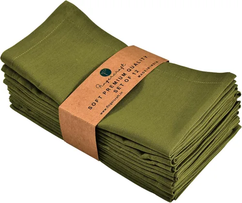 Miniatura 43 de Fingercraft Juego de 12 servilletas de tela de mezcla de lino y algodón, lavables, calidad premium, fiestas, bodas, servilletas de cena en inglete