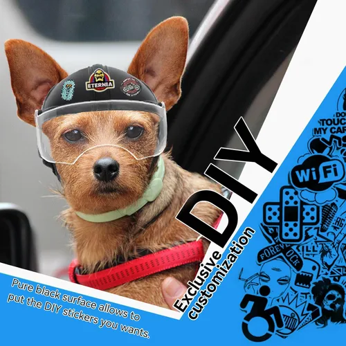 Miniatura 6 de Enjoying Casco para perro con lente transparente y agujeros para las orejas, casco de motocicleta para mascotas, sombreros para perros pequeños a