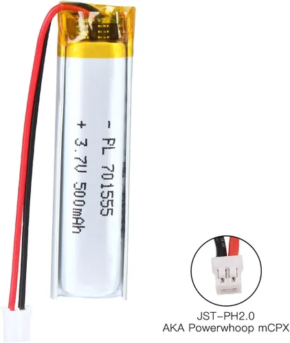 Miniatura 2 de 3.7V 500mAh Batería de Polímero de Iones de Litio Recargable Li-ion Li-Po con Conector de 2P PH 2.0mm de Pitch
