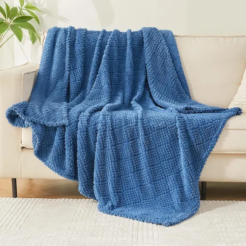 Miniatura 27 de EMME Manta de vellón, manta jacquard 3D para sofá y cama, manta suave, acogedora y esponjosa, ligera, de franela de lujo con diseño de cuadrícula