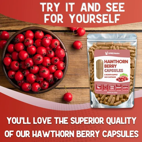 Miniatura 6 de Hawthorn Berry Cápsulas en polvo – 360 unidades (suministro para 6 meses) – Cápsulas de bayas de espino premium para apoyo cardiovascular – Polvo