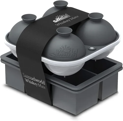 Miniatura 10 de Samuelworld Combo de Bandeja de Hielo Premium (16 Cubitos de Hielo/6 Bolas de Hielo), Fabricador de Esferas de Hielo Grandes y Bandejas de Cubitos