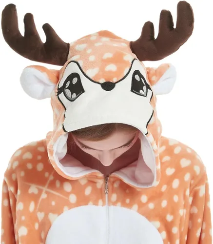 Miniatura 5 de Pijama de Halloween para adultos, pijama de ciervo con capucha, unisex, de una pieza, ropa de dormir de Navidad para el hogar