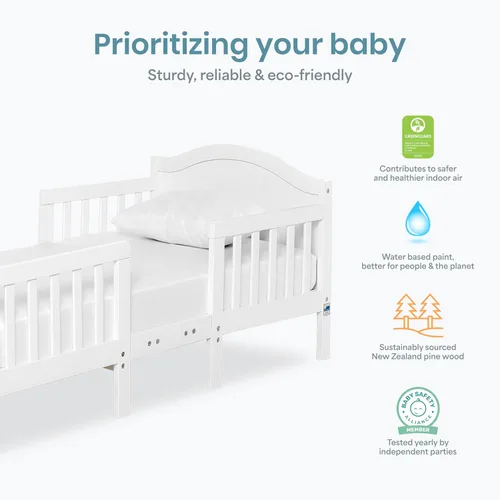 Miniatura 5 de Dream On Me Portland - Cama convertible 3 en 1 para niños pequeños con rieles de seguridad en blanco, certificada por Baby Safety Alliance