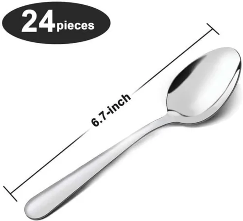 Miniatura 2 de Unokit - Juego de 24 cucharas de té – Cuchara de acero inoxidable de 6.7 pulgadas, postre, mesa, cucharas de cubiertos solo para el hogar, cocina