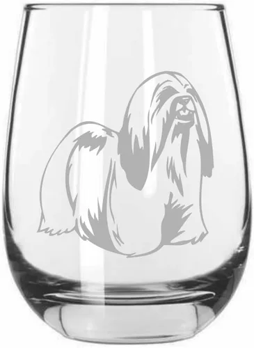 Miniatura 94 de Sakhalin Husky Dog - Copa de vino grabada personalizada de 15.25 onzas sin tallo