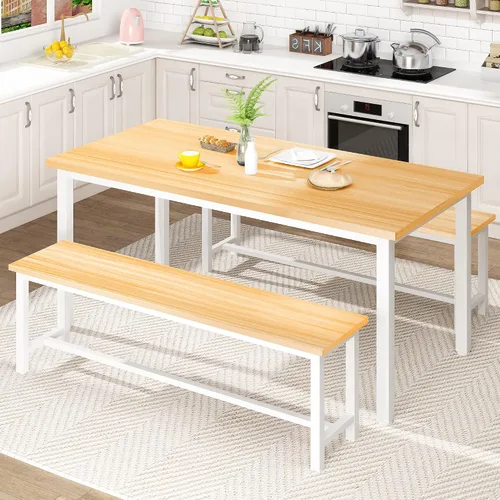 Miniatura 9 de AWQM Juego de mesa de comedor, juego de cocina con 2 bancos, ideal para el hogar y la habitación, desayuno de 43.3 x 23.6 x 28.5 pulgadas, bancos