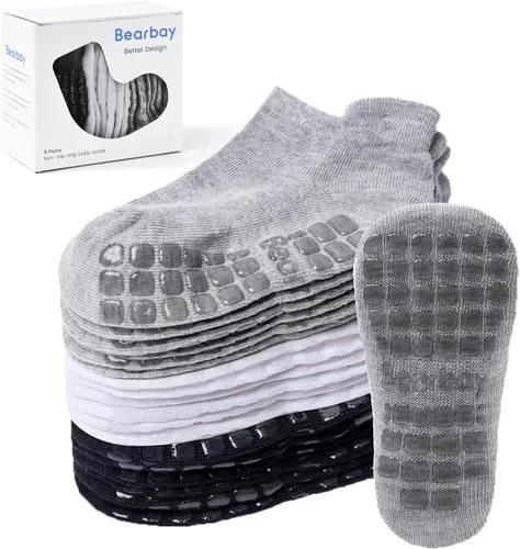 Miniatura 10 de Calcetines tobilleros antideslizantes para bebés con agarraderas para caminar de 0 meses a 7 años